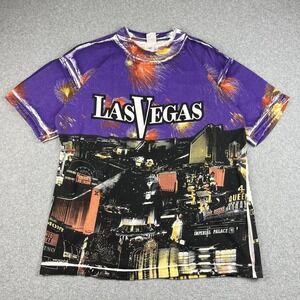 Vintage Las Vegas T Shirt Mens Large Tourist AOP Single Stitch USA Casino 90s